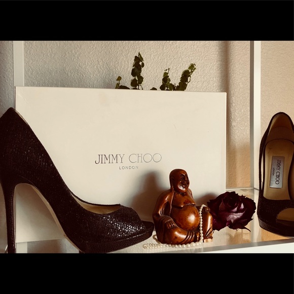 Jimmy Choo gorgeous sparkly black platform heels - Picture 3 of 9